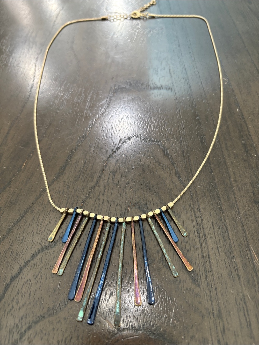 Gold-Tone Multicolor Bar Fringe Necklace - Women Jewelry